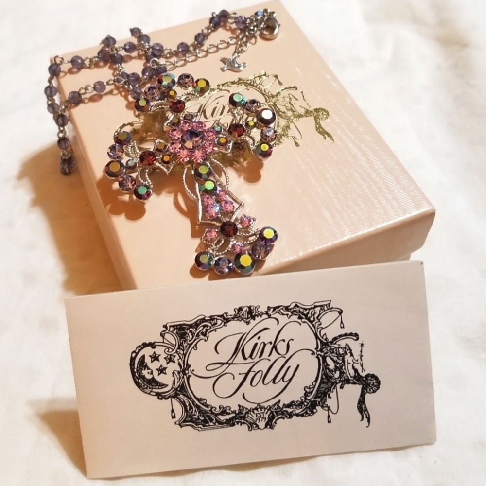 RETIRED Kirk's Folly Crystal Cross Necklace - Picture 4 of 7